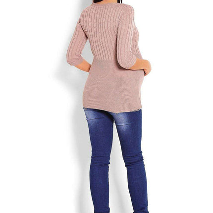 Elegant Maternity Knit Pullover with Peekaboo Design - Très Elite