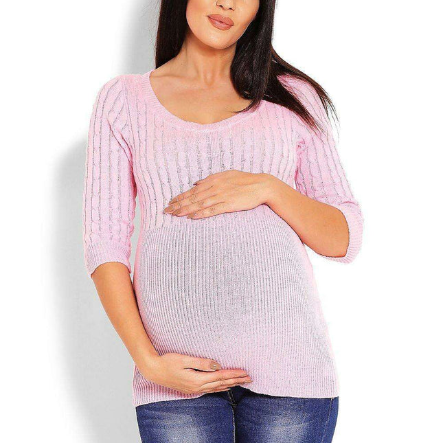 Elegant Maternity Knit Pullover with Peekaboo Design