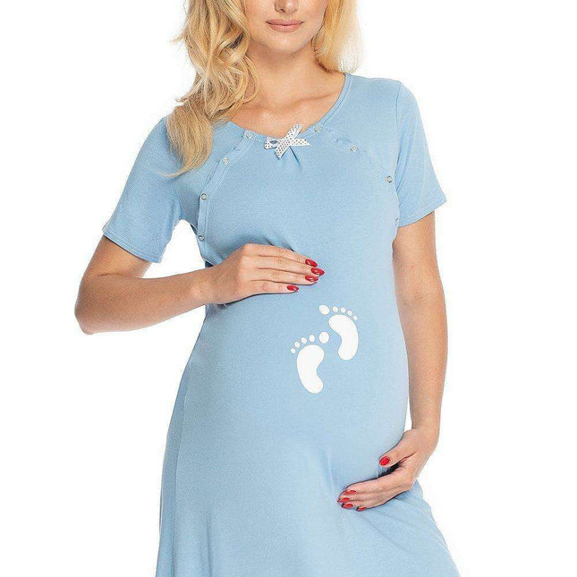 Elegant Maternity Sleepwear with Cute Baby Feet Print