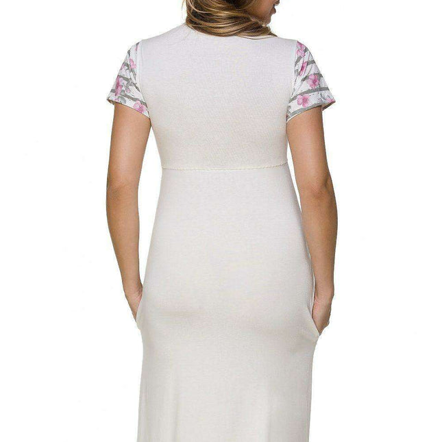 Elegant Maternity and Nursing Nightgown with Pleated Design