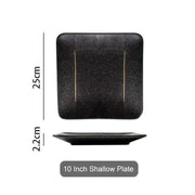 Elegant Matte Black and Gold Ceramic Dinnerware Collection - Essential Set for Upscale Dining Experiences - Très Elite