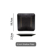 Elegant Matte Black and Gold Ceramic Dinnerware Collection - Essential Set for Upscale Dining Experiences - Très Elite