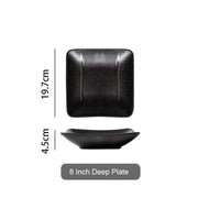 Elegant Matte Black and Gold Ceramic Dinnerware Collection - Essential Set for Upscale Dining Experiences - Très Elite