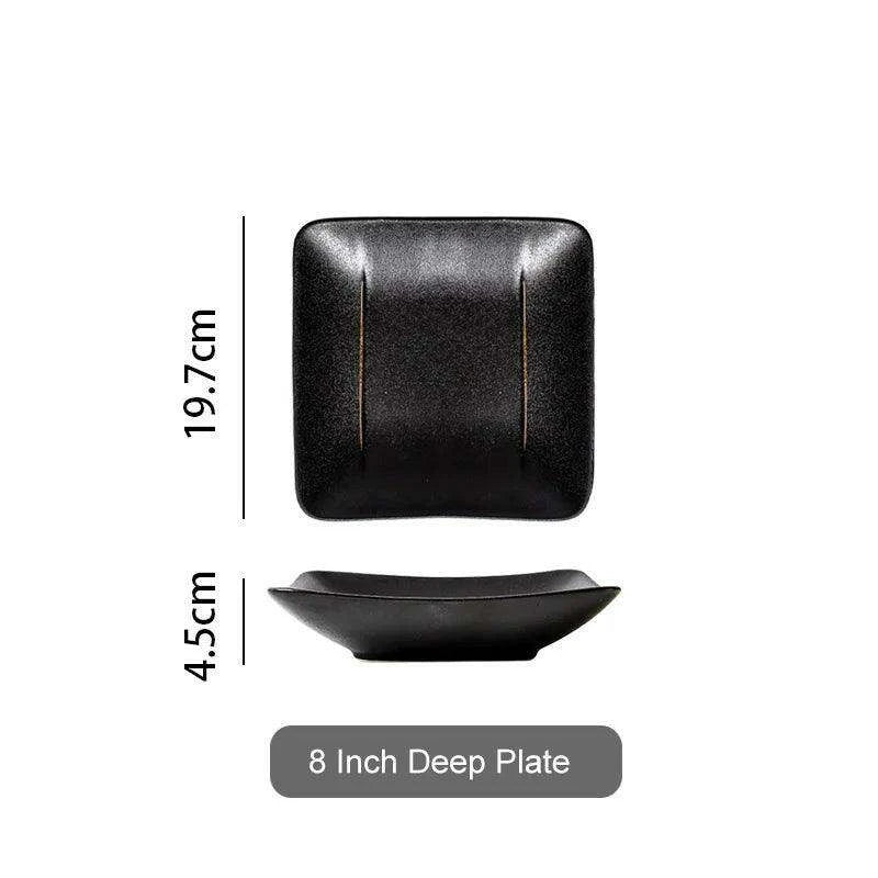 Elegant Matte Black and Gold Ceramic Dinnerware Collection - Essential Set for Upscale Dining Experiences - Très Elite