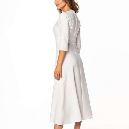 Elegant Maxi Dress with 3/4 Sleeves and Covered Zipper