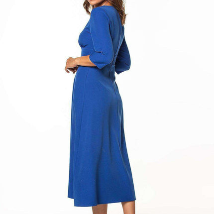Elegant Maxi Dress with 3/4 Sleeves and Zipper Fastening