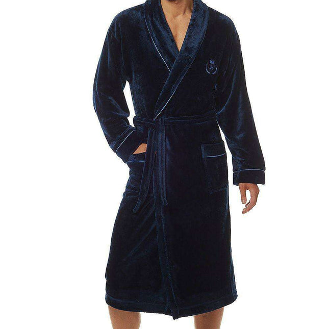 Elegant Men's Knit Bathrobe with Functional Pockets