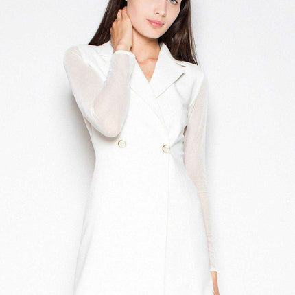 Elegant Mesh Jacket Dress with Luxe Button Accents - Très Elite
