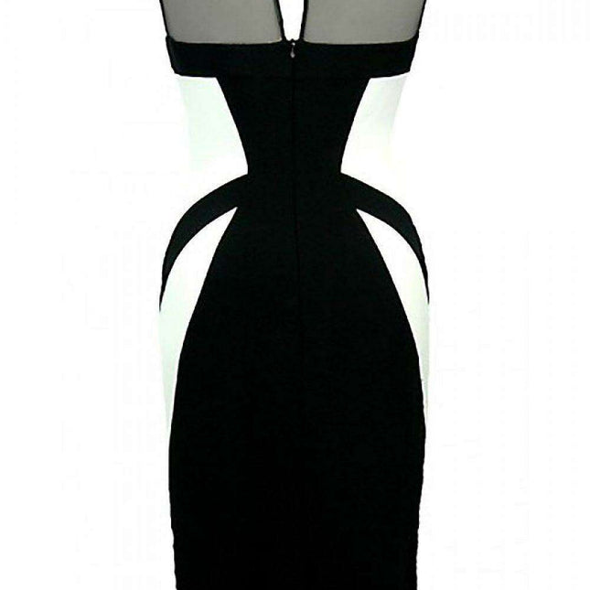 Elegant Mesh-Neckline Evening Dress