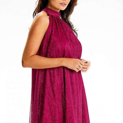 Elegant Mesh and Satin Stand-Up Collar Dress - Très Elite