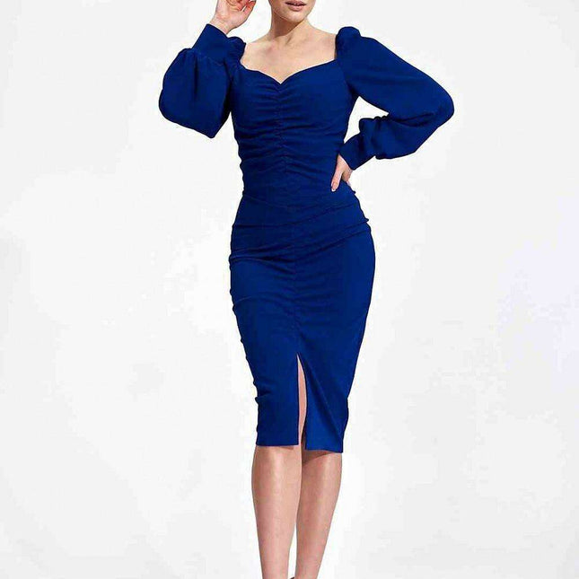 Elegant Midi Cocktail Dress with Buffet Sleeves