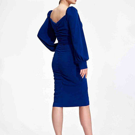 Elegant Midi Cocktail Dress with Buffet Sleeves - Très Elite