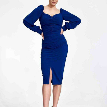 Elegant Midi Cocktail Dress with Buffet Sleeves - Très Elite