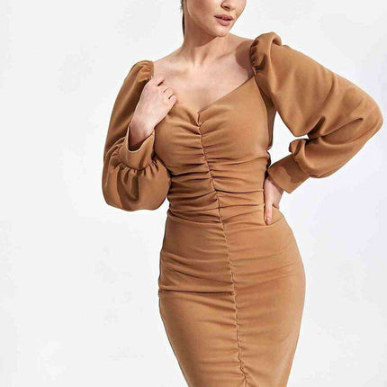 Elegant Midi Cocktail Dress with Buffet Sleeves