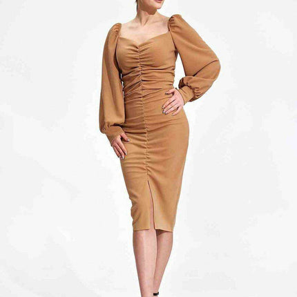 Elegant Midi Cocktail Dress with Buffet Sleeves - Très Elite