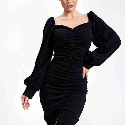 Elegant Midi Cocktail Dress with Buffet Sleeves