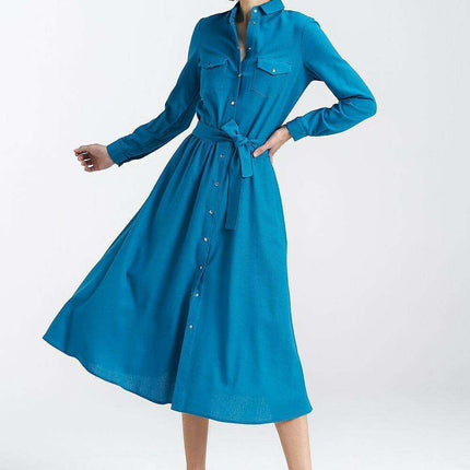 Elegant Midi Day Dress With Silver Accents For Modern Women - Très Elite