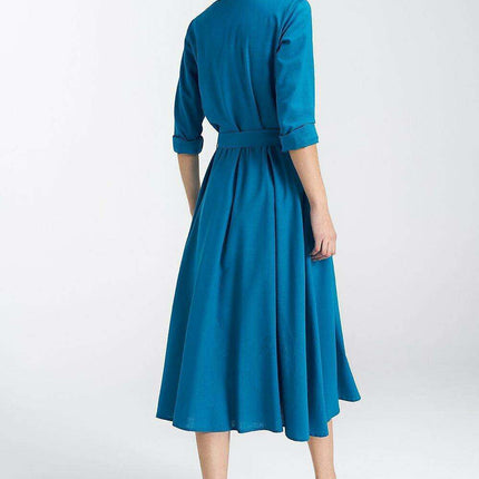 Elegant Midi Day Dress With Silver Accents For Modern Women - Très Elite