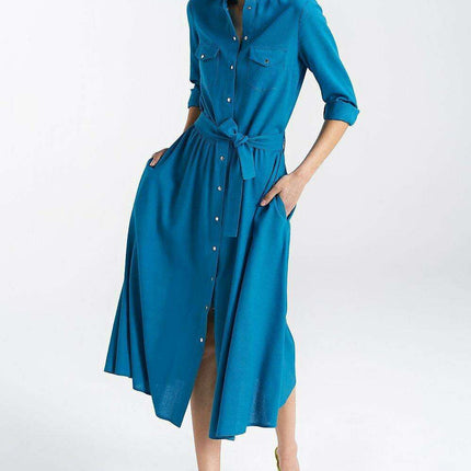 Elegant Midi Day Dress With Silver Accents For Modern Women - Très Elite