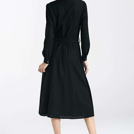 Elegant Midi Day Dress With Silver Accents For Modern Women - Très Elite