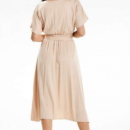 Elegant Midi Dress with Flared Silhouette and Kimono Sleeves - Très Elite