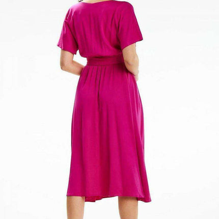 Elegant Midi Dress with Flared Silhouette and Kimono Sleeves - Très Elite