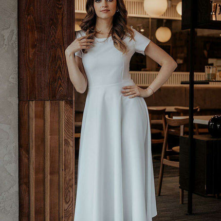 Elegant Midi Dress with Flared Sleeves and Hidden Zipper