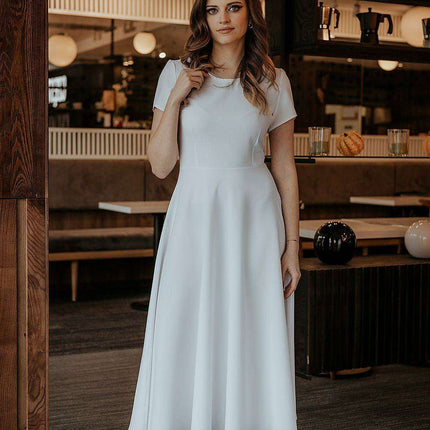 Elegant Midi Dress with Flared Sleeves and Hidden Zipper