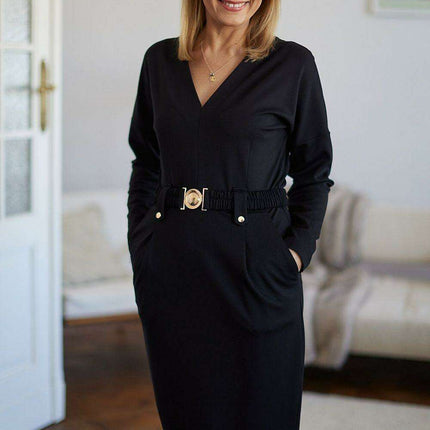 Elegant Midi Dress with Pockets for Stylish Women