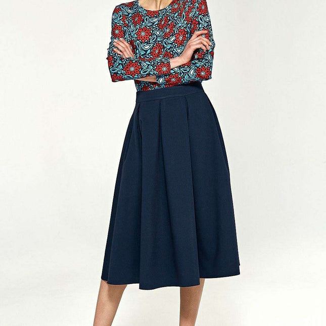Elegant Midi Flared Skirt With Discreet Side Pockets