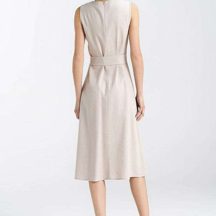 Elegant Midi Summer Dress With Waist Cinching Belt Classic - Très Elite