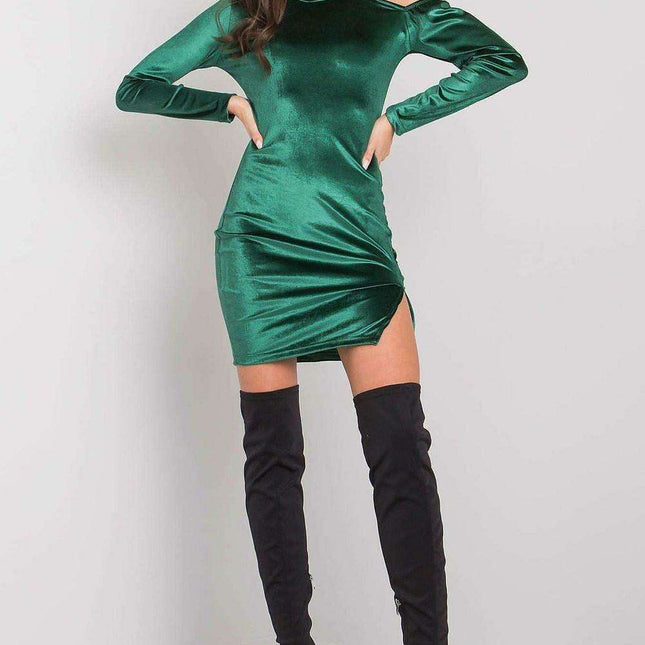 Elegant Midnight Blue Velour Evening Dress With Side Slit