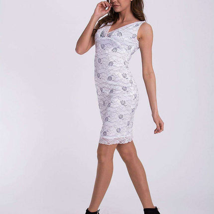 Elegant Mint Lace Sleeveless Evening Dress - Très Elite