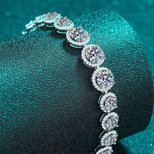 Elegant Moissanite and Zircon Silver Bracelet
