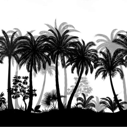 Elegant Monochrome 3D Banana Leaf Wallpaper for Stunning Home Interiors..