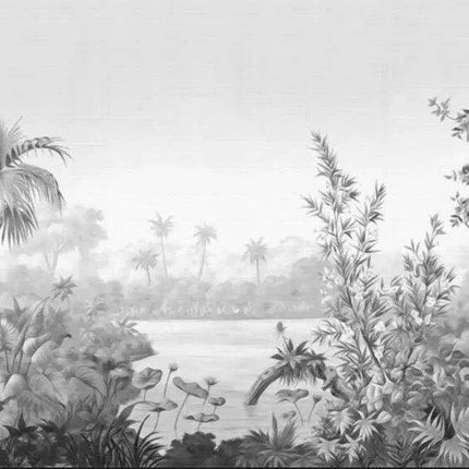 Elegant Monochrome 3D Banana Leaf Wallpaper for Stunning Home Interiors..