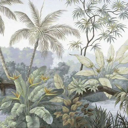 Elegant Monochrome 3D Banana Leaf Wallpaper for Stunning Home Interiors..