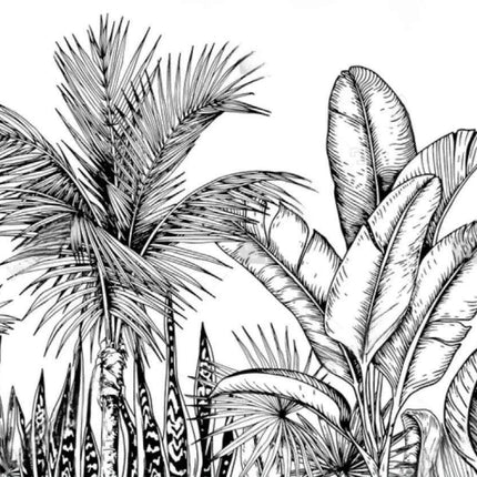 Elegant Monochrome 3D Banana Leaf Wallpaper for Stunning Home Interiors..