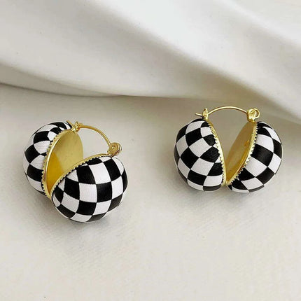 Elegant Monochrome Button Earrings - Korean Fashion-Inspired Jewelry - Très Elite