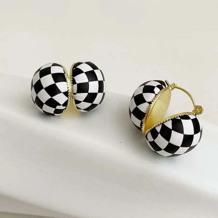 Elegant Monochrome Button Earrings - Korean Fashion-Inspired Jewelry - Très Elite