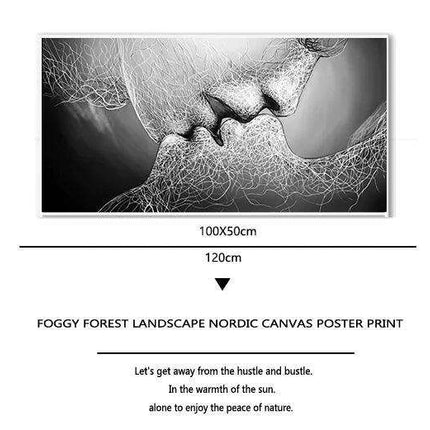 Elegant Monochrome Romance Canvas Artwork - Stylish Modern Wall Accent - Très Elite