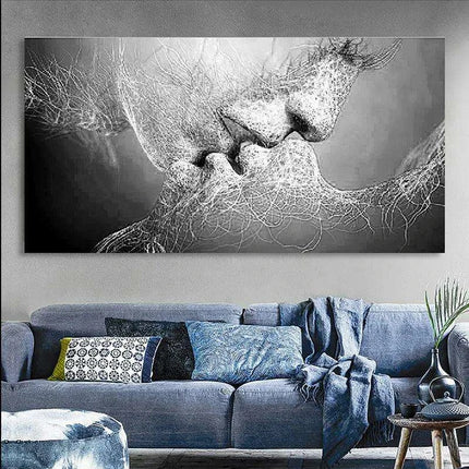 Elegant Monochrome Romance Canvas Artwork - Stylish Modern Wall Accent - Très Elite