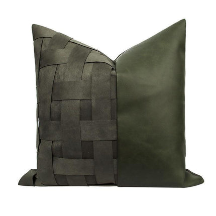 Elegant Moroccan Leather Cushion Cover Set - Artisan Crafted for Luxurious Decor