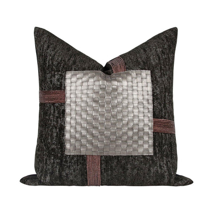 Elegant Moroccan Leather Cushion Cover Set - Artisan Crafted for Luxurious Decor