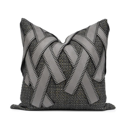 Elegant Moroccan Leather Cushion Cover Set - Artisan Crafted for Luxurious Decor