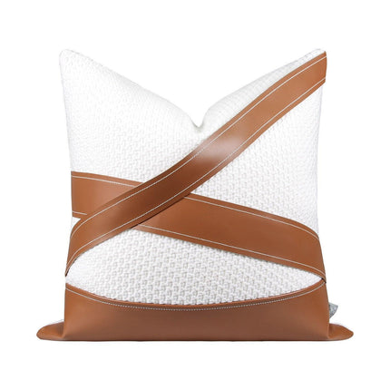 Elegant Moroccan Leather Cushion Cover Set - Artisan Crafted for Luxurious Decor