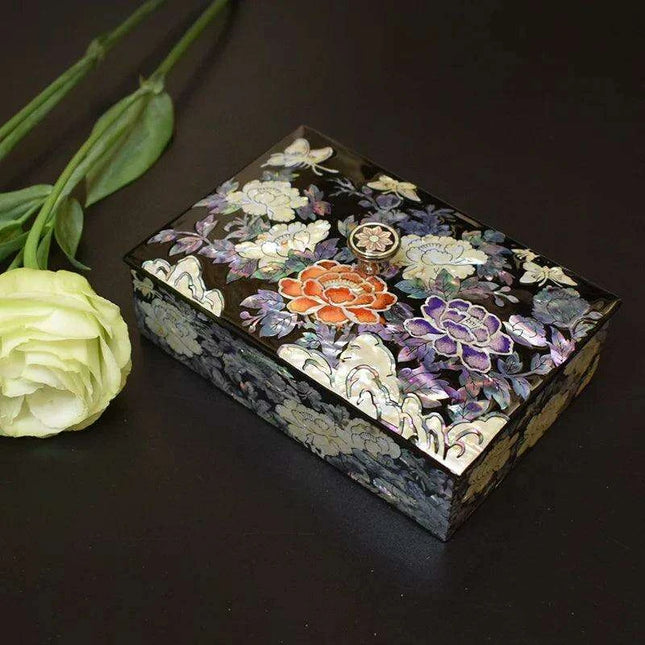 Elegant Mother of Pearl Floral Jewelry Organizer