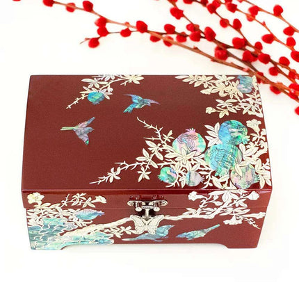 Elegant Mother of Pearl Jewelry Box with Mirror - Stylish Storage for Your Precious Gems - Très Elite