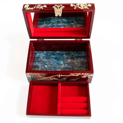 Elegant Mother of Pearl Jewelry Box with Mirror - Stylish Storage for Your Precious Gems - Très Elite
