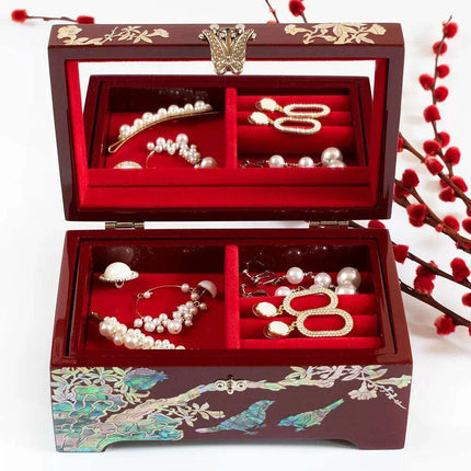 Elegant Mother of Pearl Jewelry Box with Mirror - Stylish Storage for Your Precious Gems - Très Elite